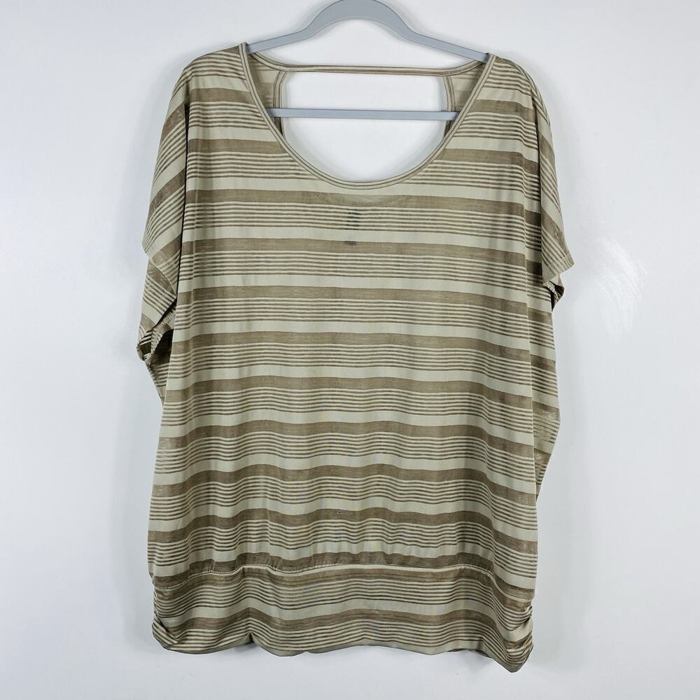 Lane Bryant Size 18 20 Striped Dolman Sleeve Blouse Top Semi Sheer